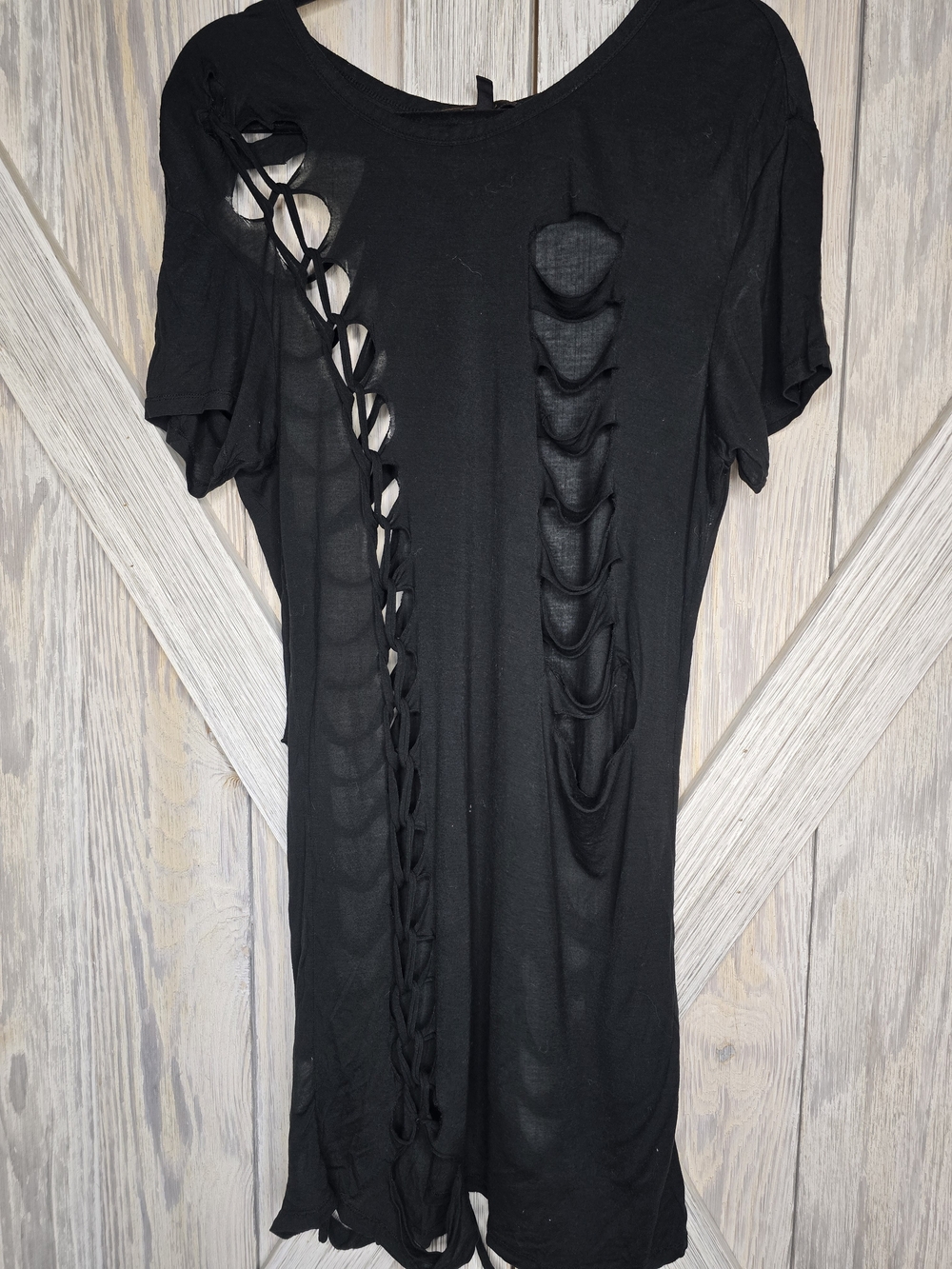BCBGMAXAZRIA Distressed Tunic Top • L